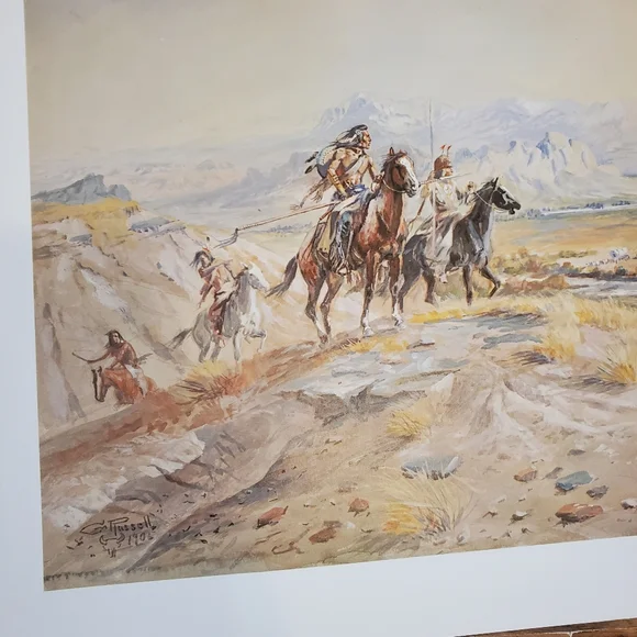 Wagon train pioneers Texas cm russell 14 x 19 C m Russell 1920 western native - Picture 3 of 4